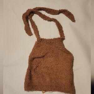NWT SKIMS Brown Fuzzy Backless Halter Top S/M